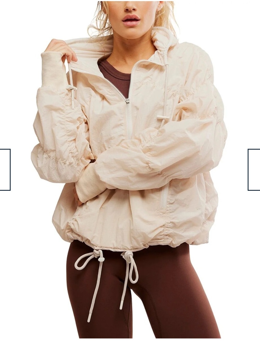 FP Movement by Free People Lightweight Cream Packable Bomber Jacket